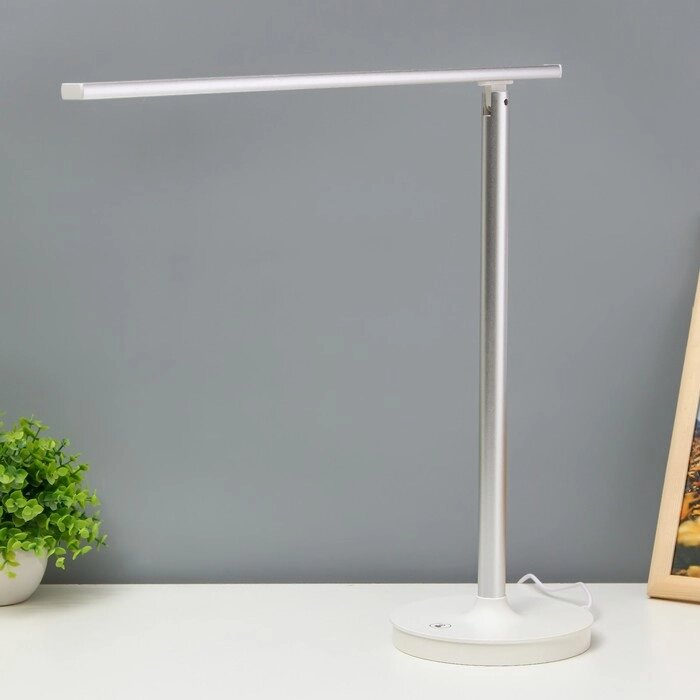 Настольная лампа 'Румпи' LED 4Вт USB бело-серебряный 14,5х43х40 см RISALUX от компании Интернет-магазин "Flap" - фото 1