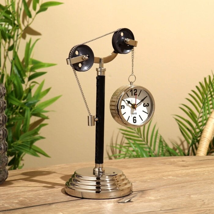 Настольные часы 32х22 см, (диаметр часов 8 см), латунь от компании Интернет-магазин "Flap" - фото 1