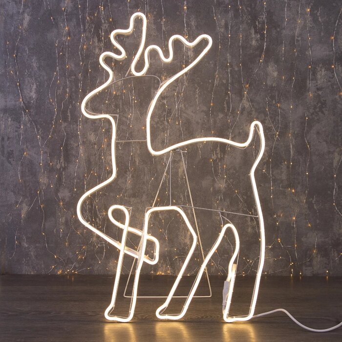 Неоновая фигура 'Олень', 90 x 50 см, 600 LED, 220 В, свечение тёплое белое от компании Интернет-магазин "Flap" - фото 1