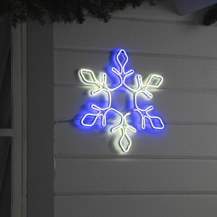 Неоновая фигура 'Снежинка', 37 см, 288 LED, 12 В, 8 режимов, свечение синее/белое от компании Интернет-магазин "Flap" - фото 1