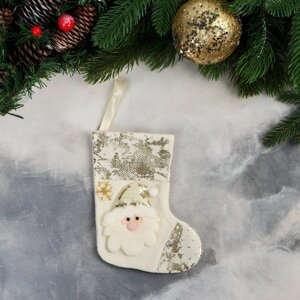 Носок для подарков 'Дед Мороз, поталь' 11х16 см, золото