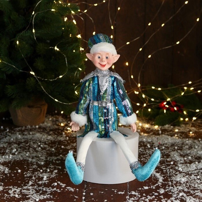 Новогодний шут 'В блестящем костюмчике' 40 см, синий от компании Интернет-магазин "Flap" - фото 1