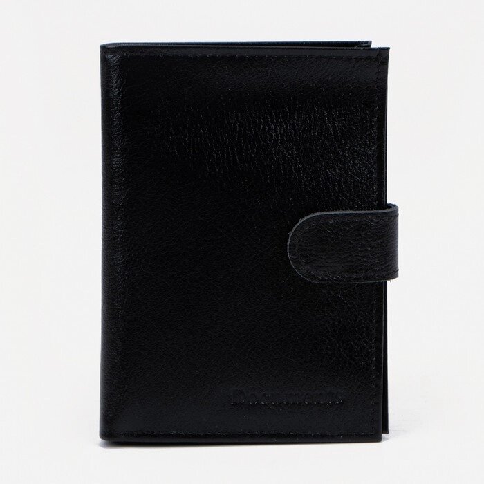 Обложка для автодокументов и паспорта TEXTURA, отдел для купюр, карманы для карт, цвет чёрный от компании Интернет-магазин "Flap" - фото 1