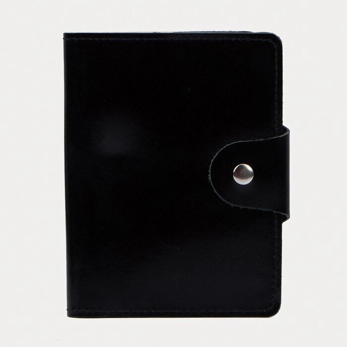 Обложка на кнопке, для автодокументов и паспорта, цвет чёрный от компании Интернет-магазин "Flap" - фото 1