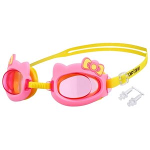 Очки для плавания детские ONLYTOP 'Бантик'беруши, цвет розовый
