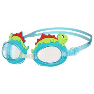 Очки для плавания детские ONLYTOP 'Динозаврик'беруши, цвет голубой