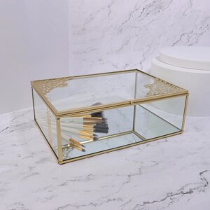Органайзер для хранения 'GREAT'с крышкой, стеклянный, с зеркальным дном, 1 секция, 25 x 17,5 x 8,5 см, цвет
