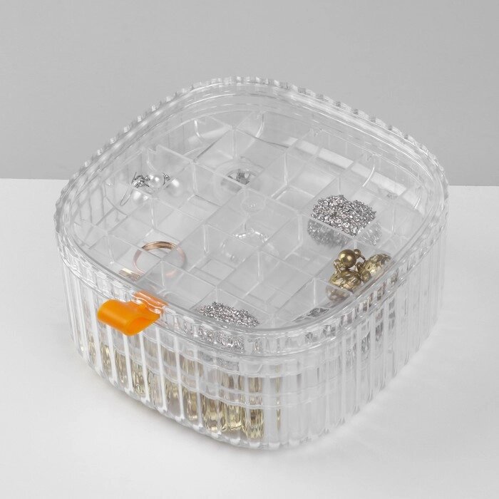 Органайзер для хранения украшений 'Лео' 3 уровня, 32 ячейки, 15x15x7,5 см, цвет прозрачный от компании Интернет-магазин "Flap" - фото 1