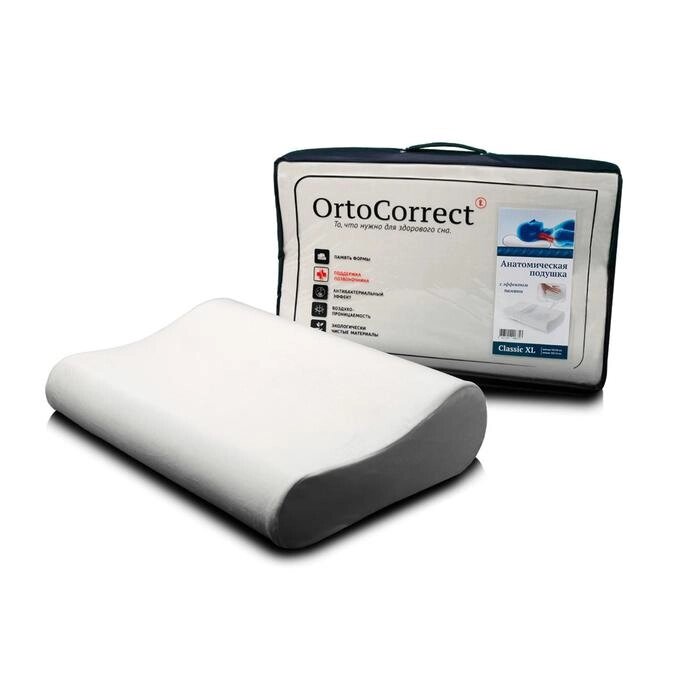 Ортопедическая подушка OrtoCorrect Classic XL Plus 58 х 38 см, валики 12/14 от компании Интернет-магазин "Flap" - фото 1
