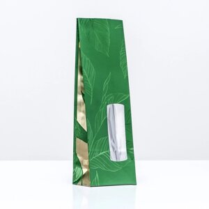 Пакет бумажный фасовочный, 4-хслойный, золотой 'Зелёный лист'окно, 8 х 5 х 24 см (комплект из 20 шт.)