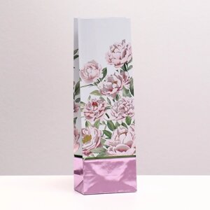Пакет бумажный фасовочный, двухслойный, Пионы'розовый, 8 х 5 х 24 см (комплект из 20 шт.)