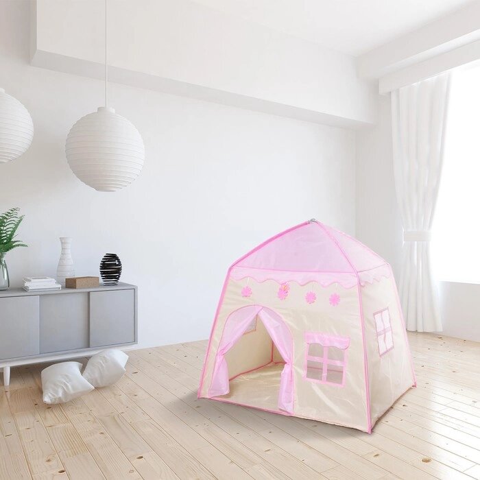Палатка детская игровая 'Домик' розовый 130x100x130 см от компании Интернет-магазин "Flap" - фото 1