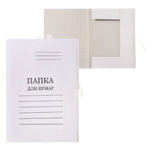 Папка для бумаг с завязками Calligrata, мелованный картон, 370 г/м2, до 200 листов, белая (комплект из 50 шт.)