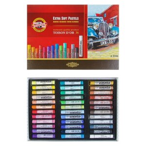 Пастель сухая 36 цветов 12 мм, Extra Soft Koh-I-Noor 8552 TOISON DOR, картонная упаковка, L75 мм