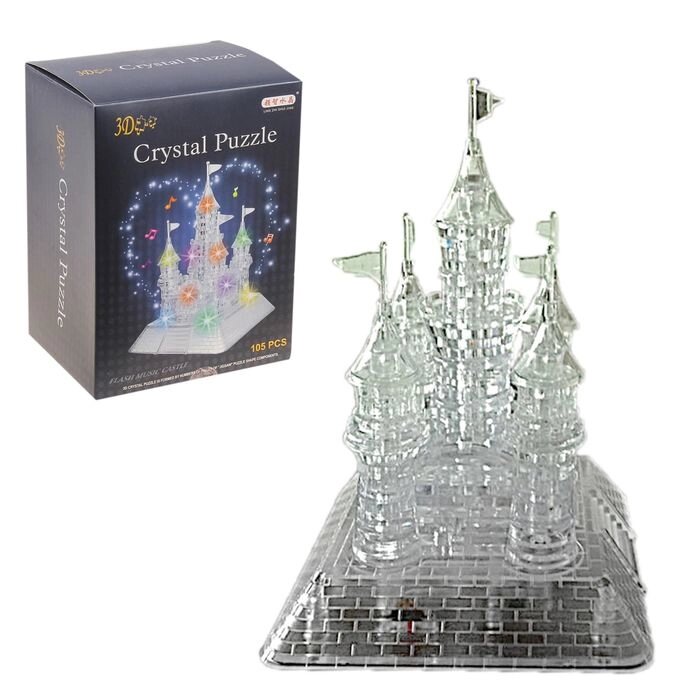 Пазл 3D кристаллический, 'Сказочный замок', 105 деталей, световые и звуковые эффекты, работает от батареек от компании Интернет-магазин "Flap" - фото 1