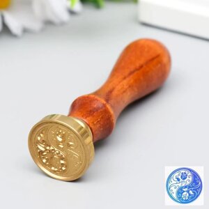Печать для сургуча с деревянной ручкой 'Инь-ян - розы' 9х3х3 см