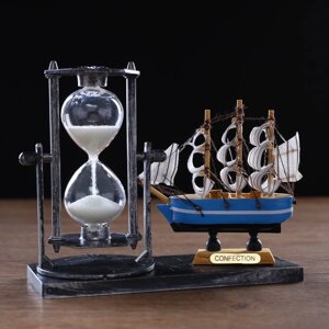 Песочные часы 'Фрегат'сувенирные, 15.5 х 6.5 х 12.5 см, микс