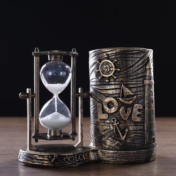Песочные часы 'Море - любовь', сувенирные, с карандашницей, 16.5 х 8 х 13 см от компании Интернет-магазин "Flap" - фото 1