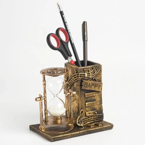 Песочные часы 'Ноты'сувенирные, с карандашницей, 14.5 х 8 х 13 см