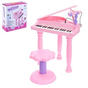 Пианино 'Розовая мечта' с микрофоном и стульчиком, световые и звуковые эффекты