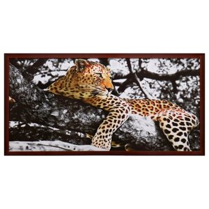 Картина 'Леопард на дереве' 56х106см рамка микс