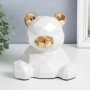 Сувенир керамика 'Белый мишка , золотые уши и нос' 17,5х15,5х16,5 см