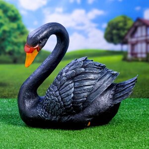 Садовая фигура 'Лебедь' черный, 34х25х40см