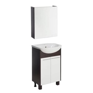 Комплект мебели для ванной комнаты 'Венге 50' зеркало-шкаф + тумба + раковина