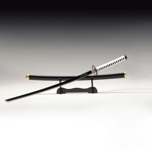 Сувенирное оружие 'Катана Гиу' 104 см, клинок 68 см, чёрная с белым, на подставке