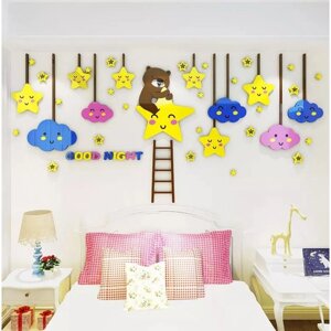 Наклейки интерьерные 'Звезды', детские, декор на стену, панно 120 х 57 см