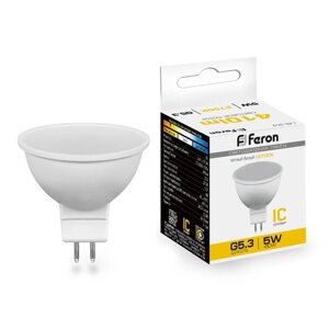 Лампа светодиодная FERON, 5 Вт, G5.3, 2700 К, теплый белый