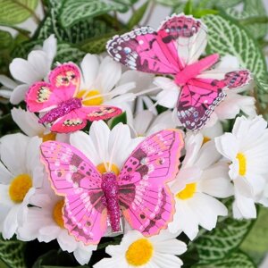 Бабочки для декора и флористики, на прищепке, пластиковые, микс, 5 см и 8 см (комплект из 10 шт.)