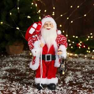 Дед Мороз 'В костюме с орнаментом' 28 см, красный