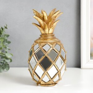 Сувенир полистоун подсвечник 'Зеркальный ананас' золото 23,5х11х11 см