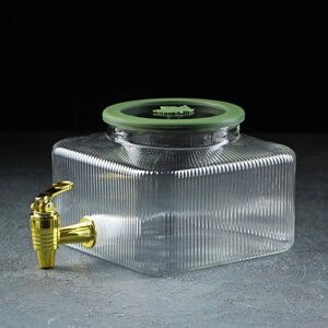 Диспенсер для напитков стеклянный 'Листок', 2,6 л, 18x13,5 см