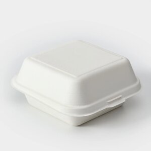 Ланч - бокс, коробка для бенто - торта и бургера, 15,2x15,2x8 см, сахарный тростник, 50 шт/уп (комплект из 50 шт.)