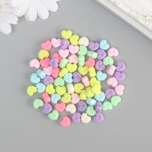 Бусины для творчества пластик 'Сердечки-смайл' цветные нежных цветов набор 500 гр 1х1х0,6 см 98872