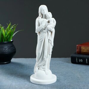 Статуэтка 'Дева Мария с младенцем' 22х8см, белая / мраморная крошка