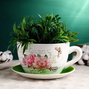 Горшок в форме чашки 'Блум' цветы, 19х24х12см