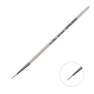 Кисть Щетина круглая 2 (диаметр обоймы 2 мм длина волоса 12 мм), деревянная ручка, Calligrata