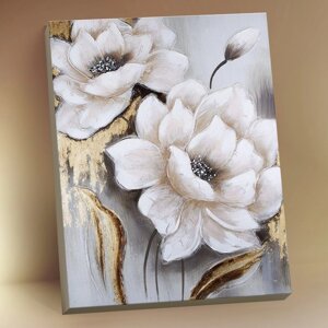 Картина по номерам с поталью 40 x 50 см 'Белые цветы' 13 цветов