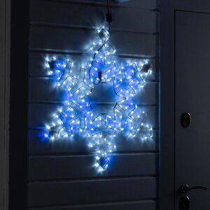Светодиодная фигура 'Снежинка', 78 см, дюралайт, 168 LED, 220 В, мерцание, свечение синий/белый