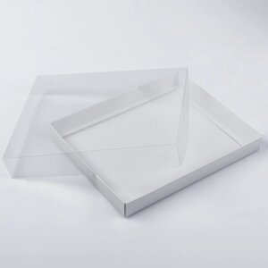 Коробка с прозрачной крышкой белая, 26 х 21х 4 см (комплект из 5 шт.)