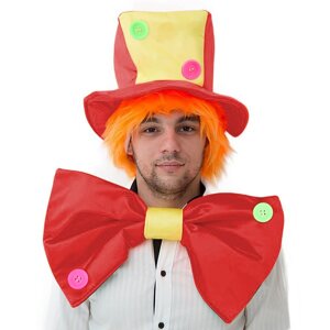 Карнавальный костюм 'Клоун', шляпа с волосами, бант