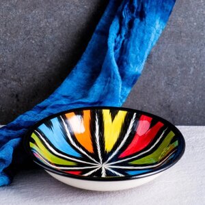 Тарелка Риштанская Керамика 'Атлас', разноцветная, глубокая, 20 см