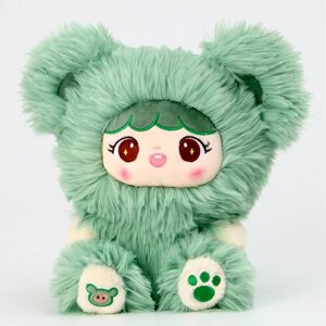 Мягкая игрушка 'Кукла' в костюме мишки, 30 см, цвет зелёный