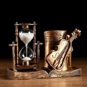 Песочные часы 'Скрипка', сувенирные, с карандашницей, 17 х 8 х 13 см