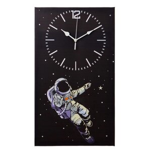Часы-картина настенные 'Космонавт', плавный ход, 35 х 60 см, АА
