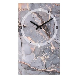 Часы-картина настенные, серия Интерьер, 'Серый мрамор', плавный ход, 35 х 60 см