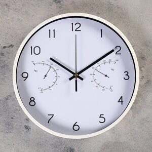 Часы настенные 'Соломон', плавный ход, d-30 см, термометр, гигрометр